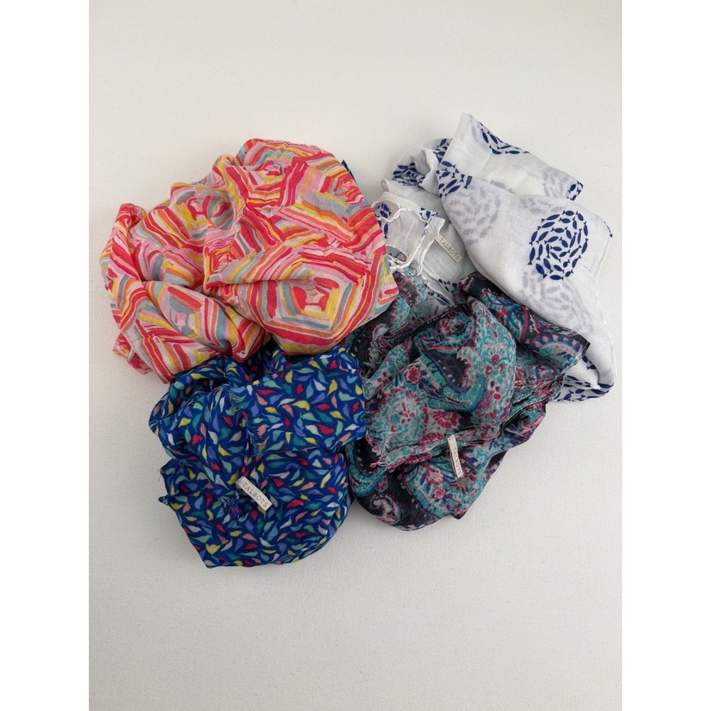 Talbots Lot of 4 Lightweight Scarves Wraps Coastal Dopamine Dressing Bright